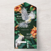 Jungle-Kakadu-Papagei-Hibiskus All In One Einladung (Innen)