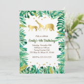 Jungle Kindergeburtstag Einladung Safari Tiere (Stehend Vorderseite)