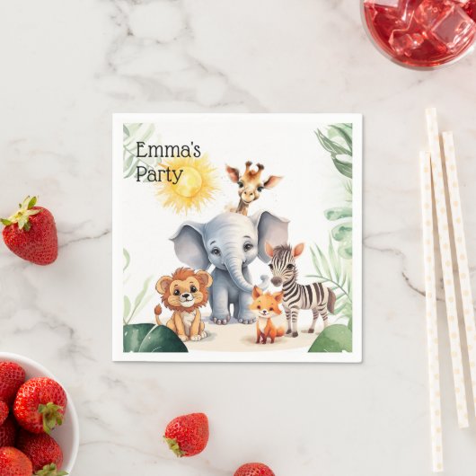 Jungle Kinderzimmer Kinder Party Safari niedliche  Serviette (Beispiel)