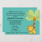 Jungle King Lion Aquamarin Boy Baby Dusche Zoo Saf Einladung (Vorne/Hinten)