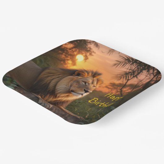 Jungle King Lion Pappteller (Gewinkelt)