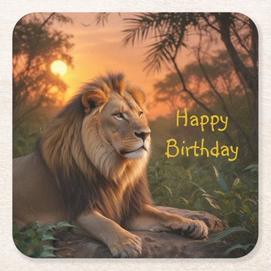 Jungle King Lion Rechteckiger Pappuntersetzer (Vorderseite)