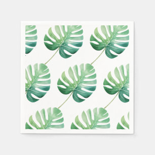 Jungle Leaf Birthday Watercolor Paper Napkin Serviette