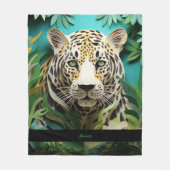 Jungle Leopard Personalisierter Name Fleecedecke (Vorderseite)
