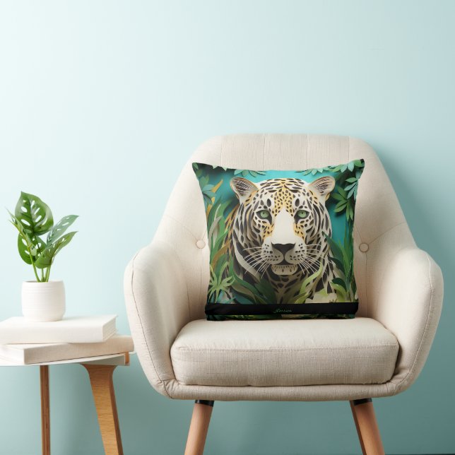 Jungle Leopard Personalisierter Name Kissen (Stuhl )