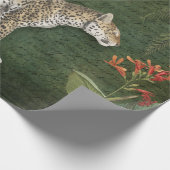 Jungle Leopard Tropical Floral n Foliage Decoupage Geschenkpapier (Ecke)