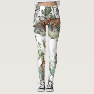 Jungle Leopard Wasserfarbe Tropische Szene Leggings