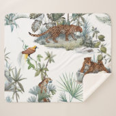 Jungle Leopard Wasserfarbe Tropische Szene Sherpadecke (Vorderseite (Horizontal))