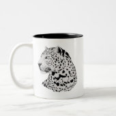 Jungle Leopard Wild Pattern & Personalisierter Nam Zweifarbige Tasse (Links)