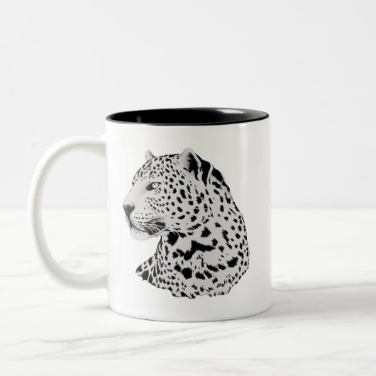 Jungle Leopard Wild Pattern & Personalisierter Nam Zweifarbige Tasse (Links)