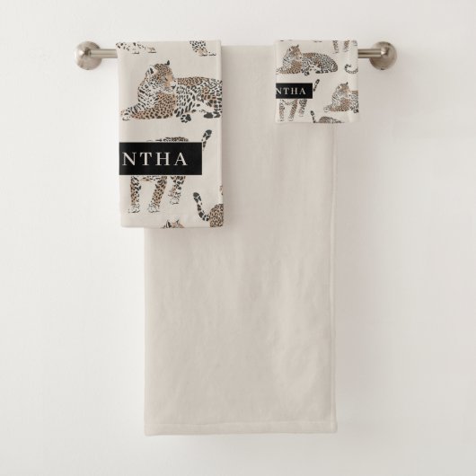 Jungle Leopard Wildtier Muster Badhandtuch Set (Insitu)