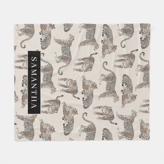 Jungle Leopard Wildtier Muster Fleecedecke (Vorderseite (Horizontal))