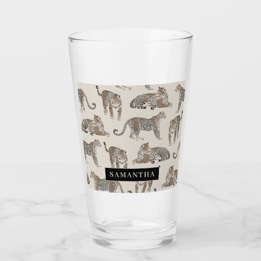 Jungle Leopard Wildtier Muster Glas (Vorderseite)