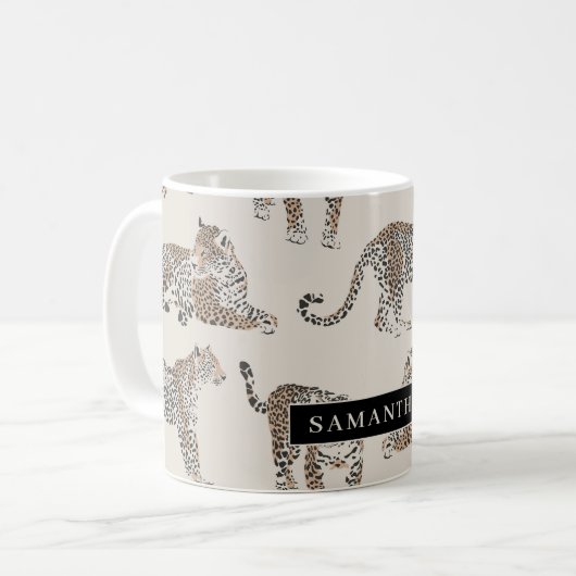 Jungle Leopard Wildtier Muster Kaffeetasse (Vorderseite Links)