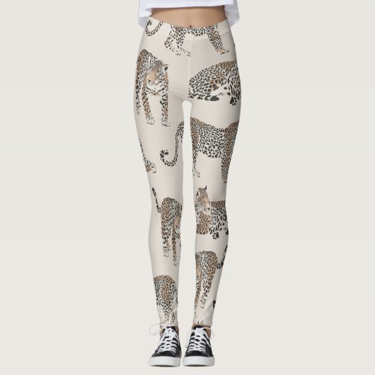 Jungle Leopard Wildtier Muster Leggings (Vorderseite)