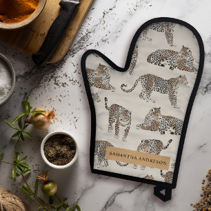 Jungle Leopard Wildtier Muster Ofenhandschuh & Topflappen-Set