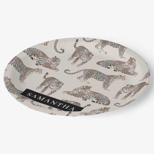 Jungle Leopard Wildtier Muster Pappteller (Schrägansicht)
