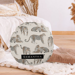 Jungle Leopard Wildtier Muster Rundes Kissen