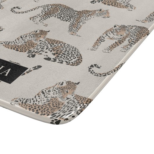 Jungle Leopard Wildtier Muster Schneidebrett (Ecke)
