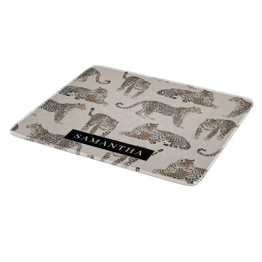 Jungle Leopard Wildtier Muster Schneidebrett (Ecke)