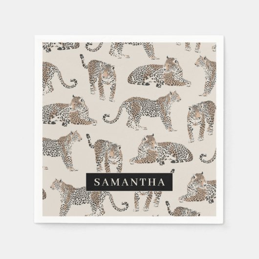 Jungle Leopard Wildtier Muster Serviette (Vorderseite)