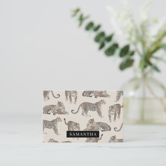 Jungle Leopard Wildtier Muster Visitenkarte (Stehend Vorderseite)