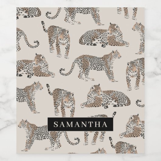 Jungle Leopard Wildtier Muster Weinetikett (Einzelnes Label)