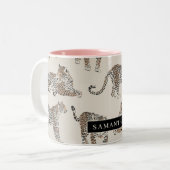Jungle Leopard Wildtier Muster Zweifarbige Tasse (Vorderseite Links)