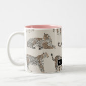 Jungle Leopard Wildtier Muster Zweifarbige Tasse (Links)