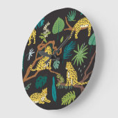 Jungle Leopards: Illustrationen zur Vintagen Tierw Große Wanduhr (Winkel)