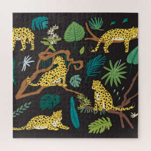 Jungle Leopards: Illustrationen zur Vintagen Tierw Puzzle