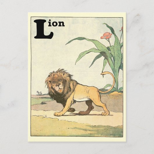 Jungle Lion Alphabet Letter Sepia Postkarte (Vorderseite)