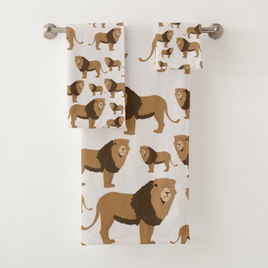 Jungle Lion Animal Pattern Badhandtuch Set (Insitu)