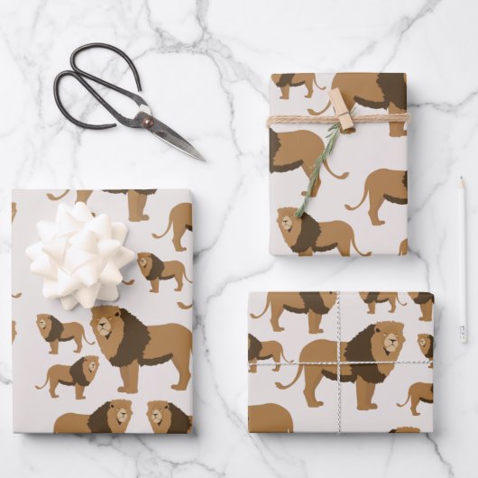 Jungle Lion Animal Pattern Geschenkpapier Set (Vorderseite)