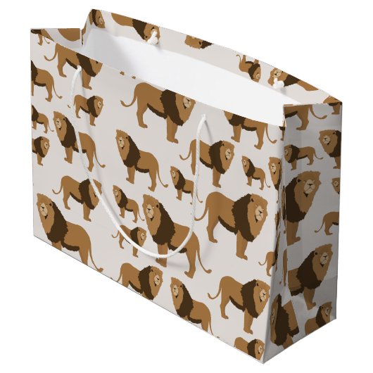 Jungle Lion Animal Pattern Große Geschenktüte (Rückseite Schrägansicht)
