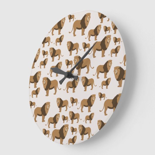 Jungle Lion Animal Pattern Große Wanduhr (Winkel)