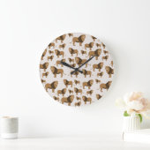 Jungle Lion Animal Pattern Große Wanduhr (Zuhause)