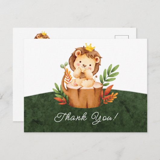 Jungle Lion Baby Dusche Danke Postcard Postkarte (Vorne/Hinten)