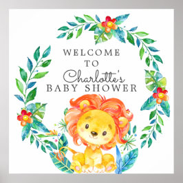 Jungle Lion Baby Dusche Willkommen Poster
