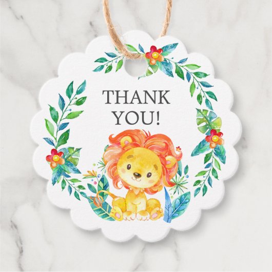 Jungle Lion Baby Showdusche Gefallen Tag Geschenkanhänger (Vorderseite)
