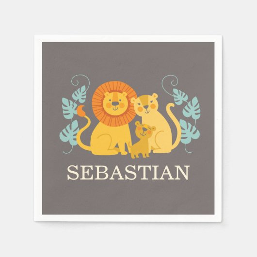 Jungle Lion Baby Shower Napkin Serviette (Vorderseite)