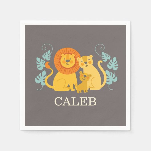 Jungle Lion Baby Shower Napkin Serviette (Vorderseite)