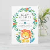 Jungle Lion Boy Baby Dusche Einladung (Stehend Vorderseite)