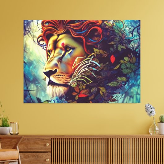 Jungle Lion Canvas Print Leinwanddruck (Insitu (Wohnzimmer))