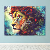 Jungle Lion Canvas Print Leinwanddruck (Insitu (Holzboden))