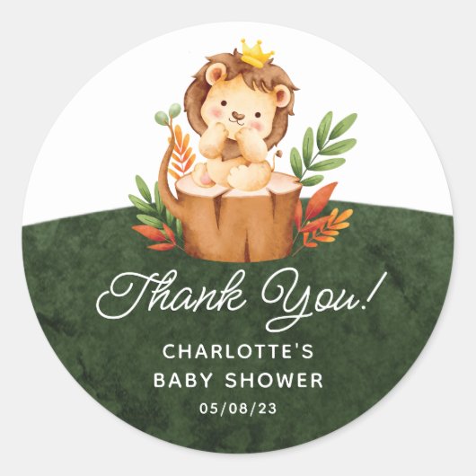 Jungle Lion Favor Classic Round Sticker (Vorderseite)