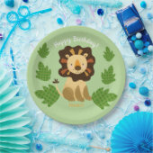 Jungle Lion Individuelle Name Birthday Party Pappteller (Party)