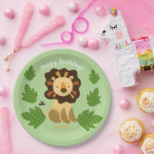 Jungle Lion Individuelle Name Birthday Party Pappteller (Party)