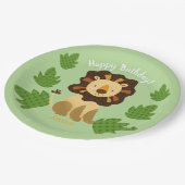 Jungle Lion Individuelle Name Birthday Party Pappteller (Schrägansicht)