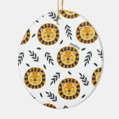 Jungle Lion Muster mit Kindern Name Weihnachten Keramik Ornament (Links)
